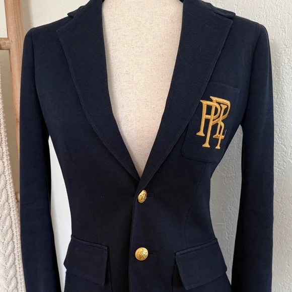Polo Ralph Lauren Navy and Gold Blazer size 0 - Picture 2 of 5